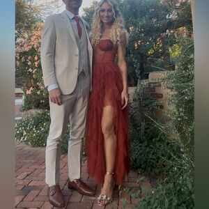 For Love And Lemons Strapless Rust Dress